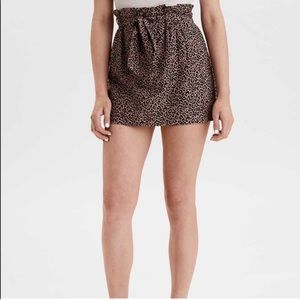 American Eagle Outfitters NWT leopard mini skirt paperbag high waisted tie waist